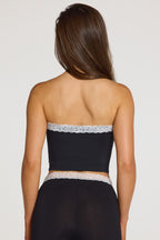 Modal Lace-Trim Bandeau Top in Black — back view