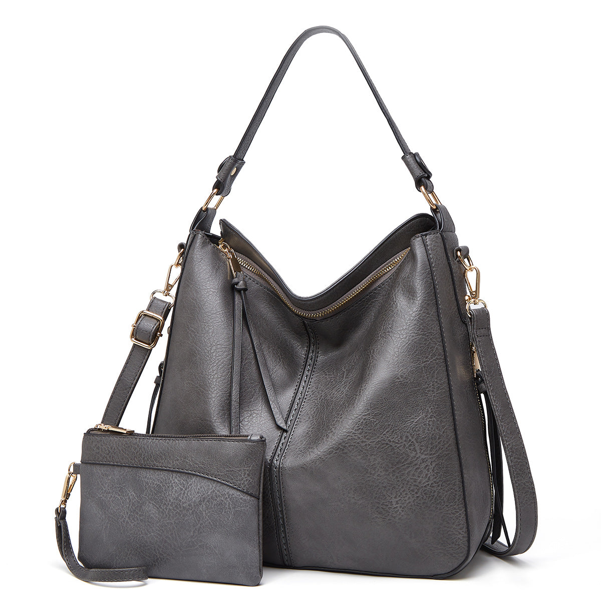 Genevieve hobo bag in Grey — front view