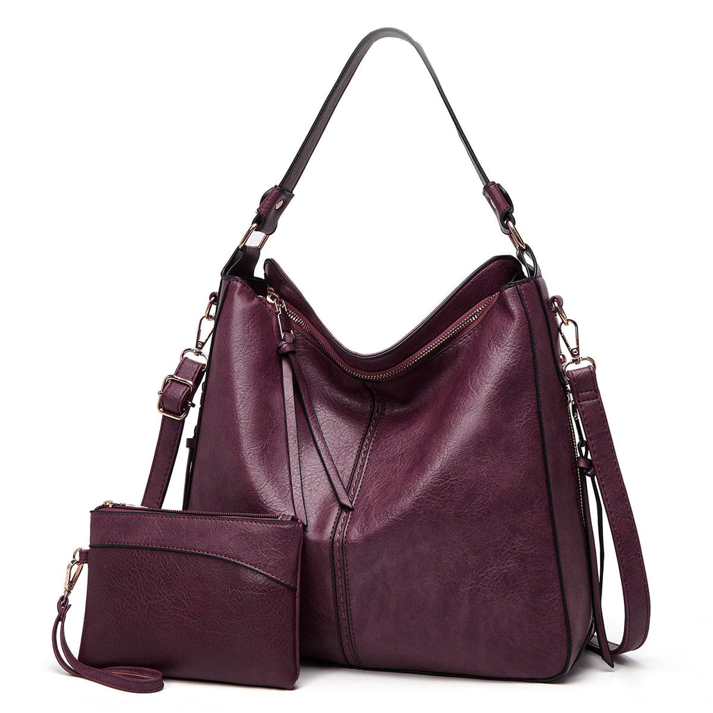 Genevieve hobo bag in Burgundy — front view