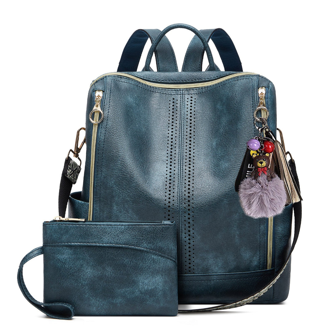 Josephine backpack in Blue Green — front view