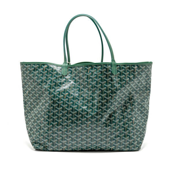 GOYARD SAINT LOUIS GM TOTE GOYARDINE CANVAS/CALFSKIN GREEN SHW