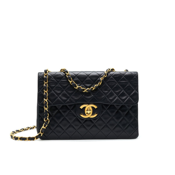 CHANEL VINTAGE MAXI FLAP BAG BLACK 24K GHW