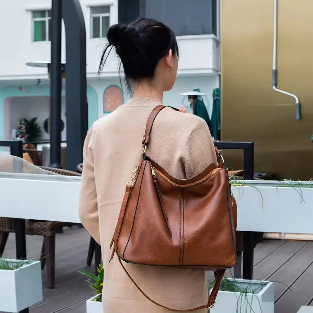 Genevieve hobo bag — back view