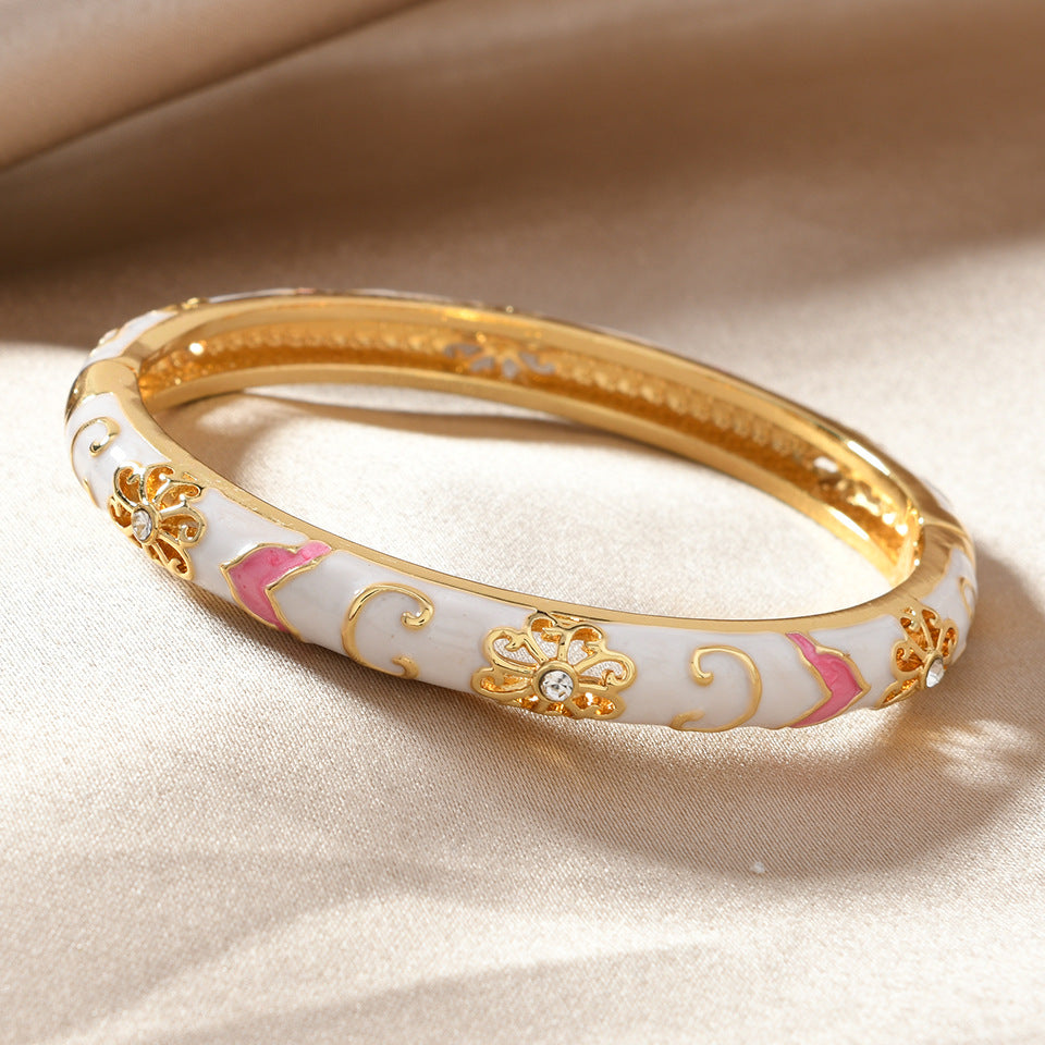 Floral Enamel Bangle Bracelet Set — detail view