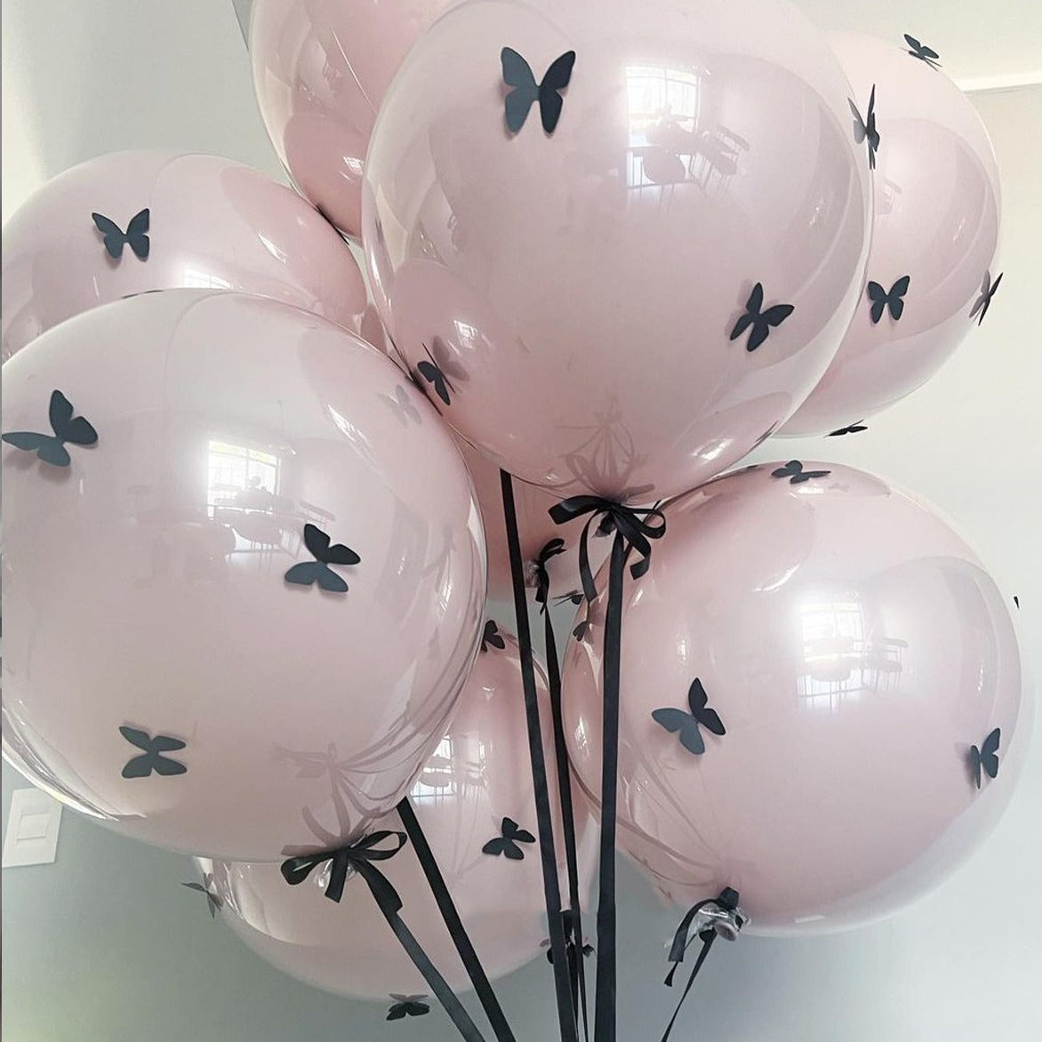 Bow & Butterfly Balloon Set in Pink-Black — styled bunch