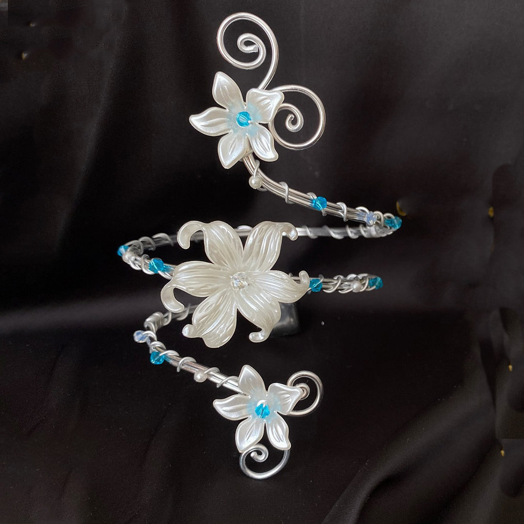 Floral Wrap Arm Cuff in Silver — detail