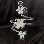 Floral Wrap Arm Cuff in Silver — detail