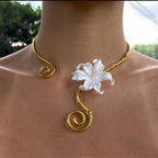Bloom Statement Necklace in White — worn on model