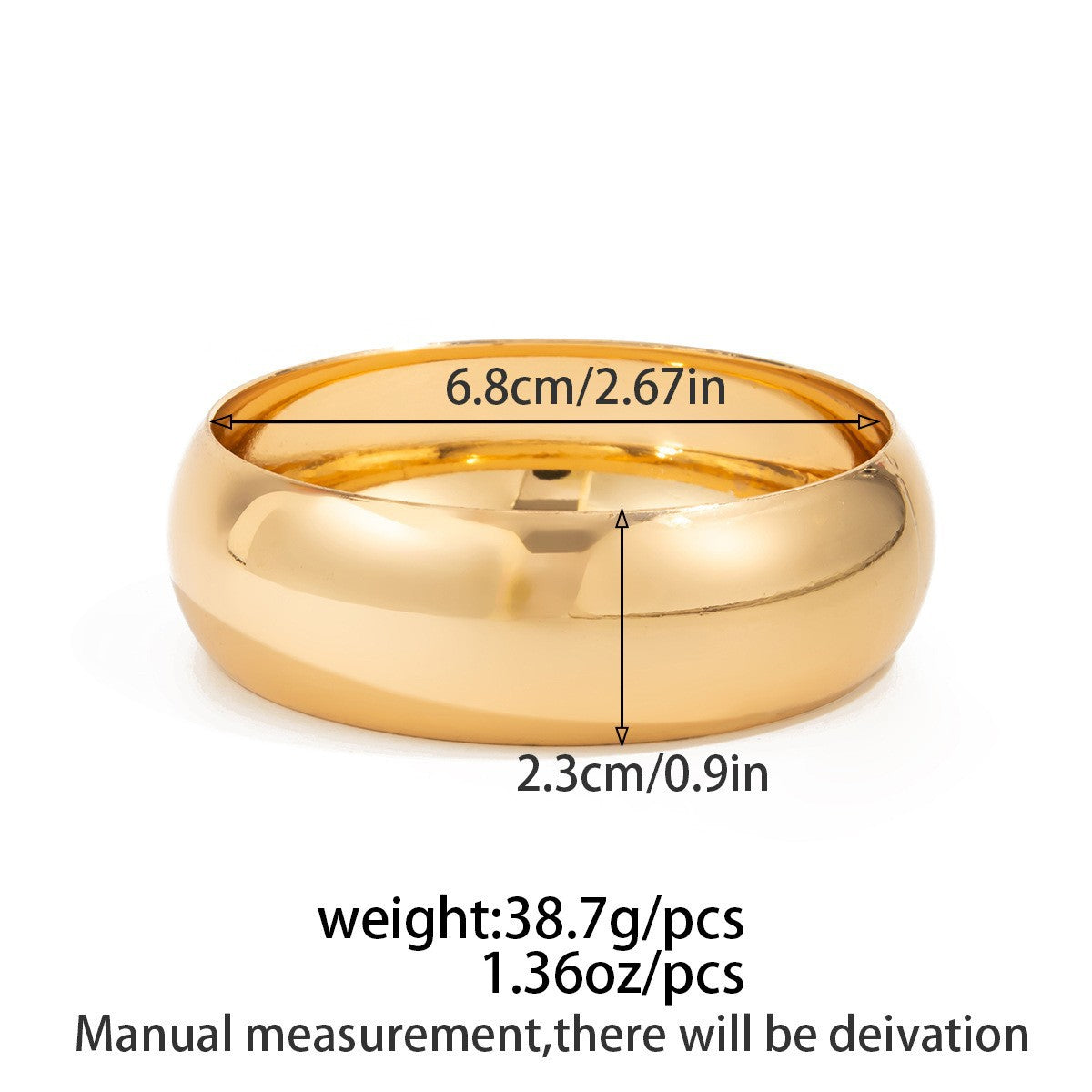 Minimalist Glossy Bangle Set of 3 in gold-tone — detail view