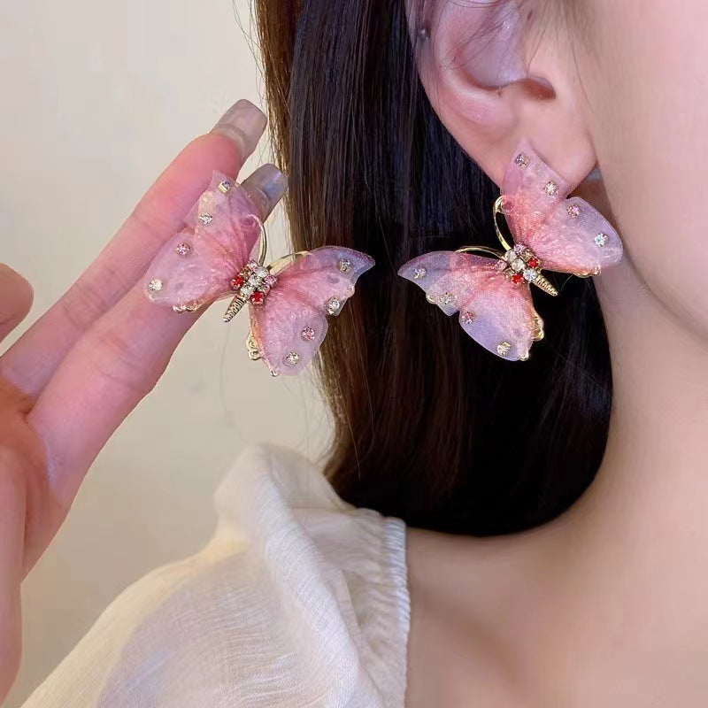 Pink Butterfly Elegance Set — earring detail