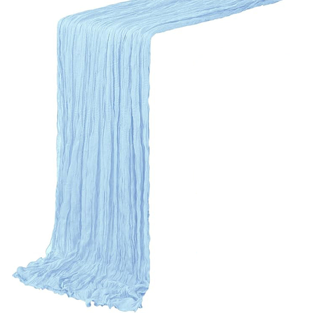 Crinkle Fabric Table Runner in Sky Blue — flat view