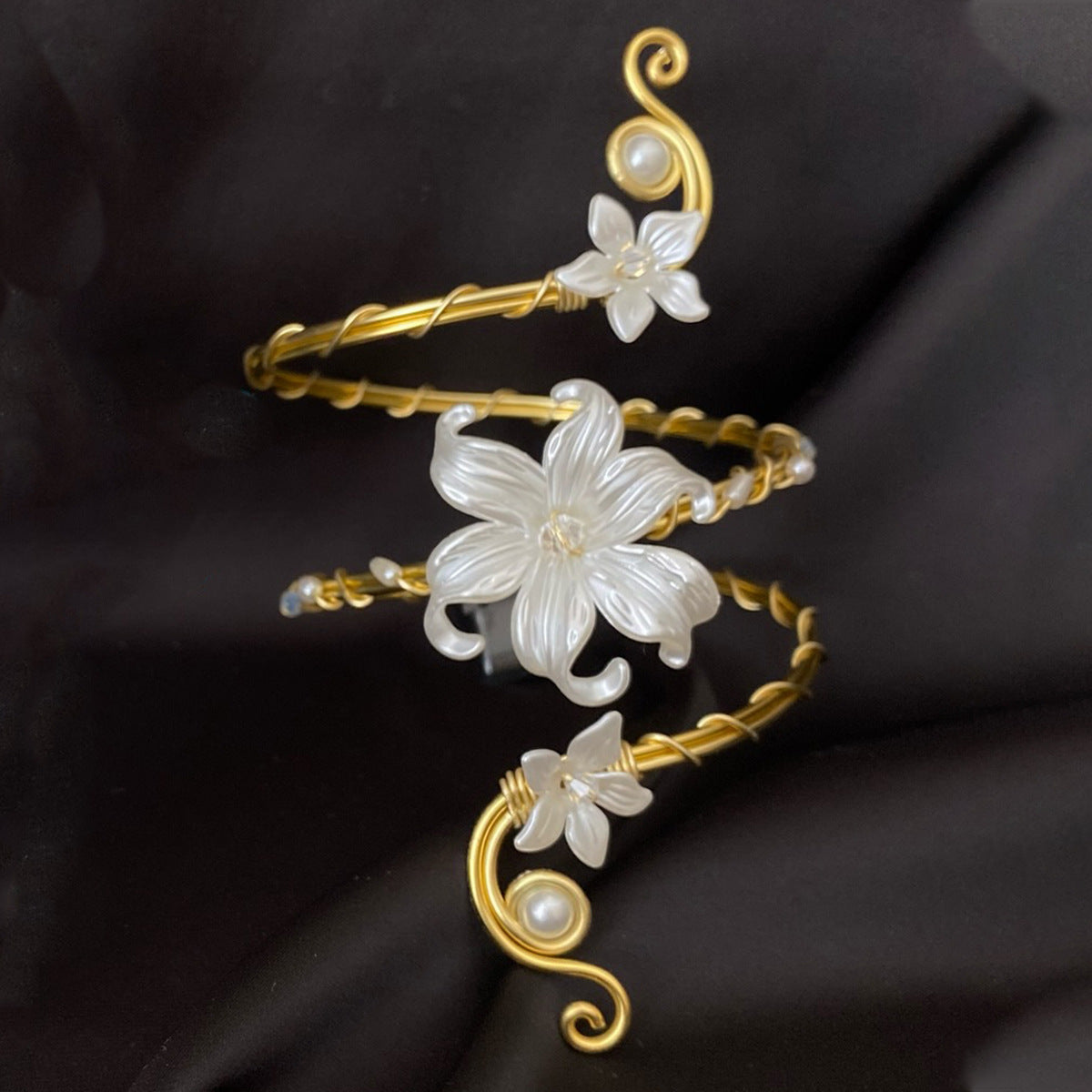 Floral Wrap Arm Cuff in Gold — detail