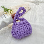 Ottilie woven tote bag in purple — three-quarter view