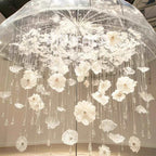 Floral Umbrella Hanging Decoration in White — front view