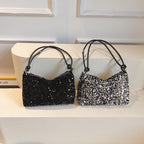 Giselle sequin shoulder bag — styled