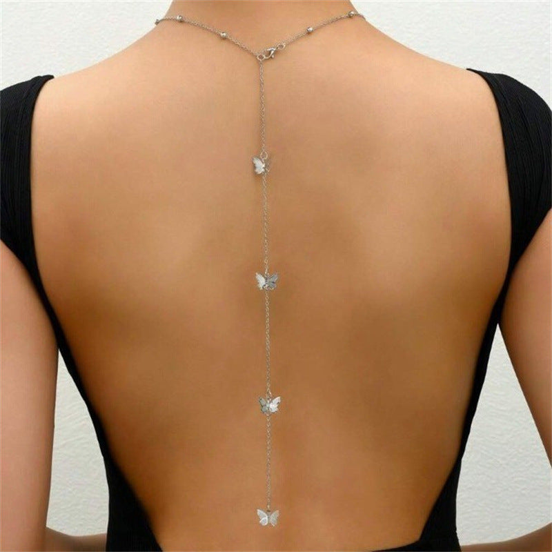 Butterfly Back Drop Necklace — back view detail