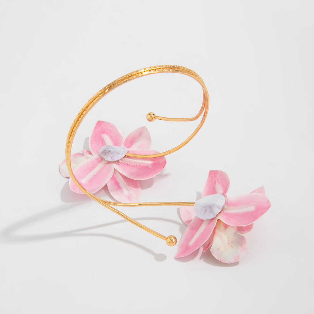 Golden Orchid Arm Cuff in Light Pink — detail