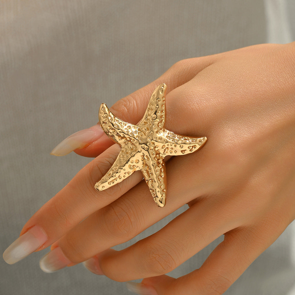 Starfish Ring in gold-tone — on model