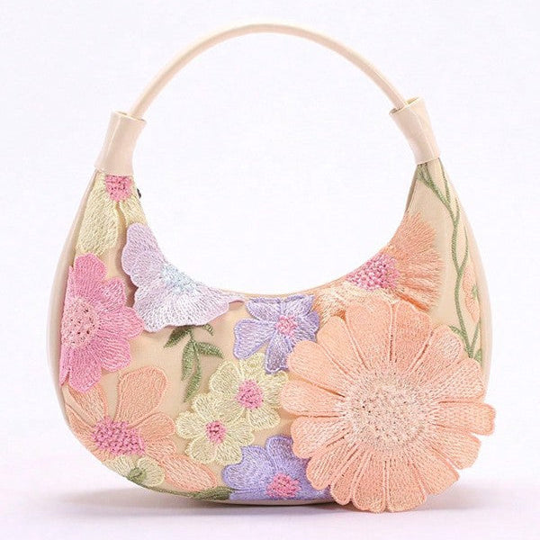 Floral Embroidery Shoulder Bag
