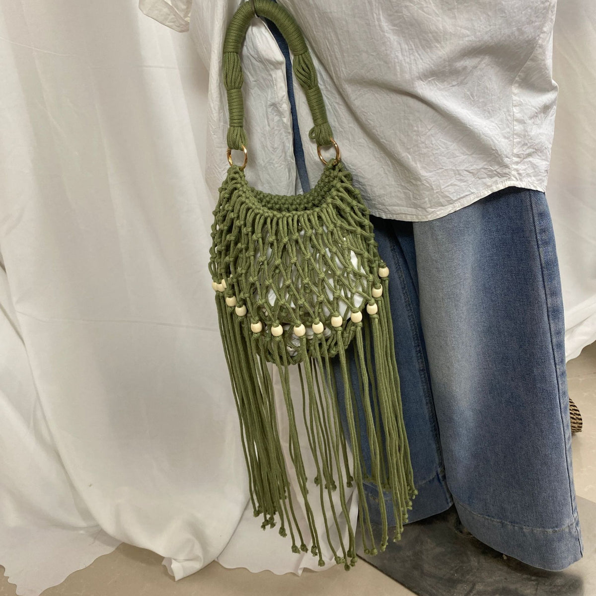 Juniper fringe crochet bag — styled