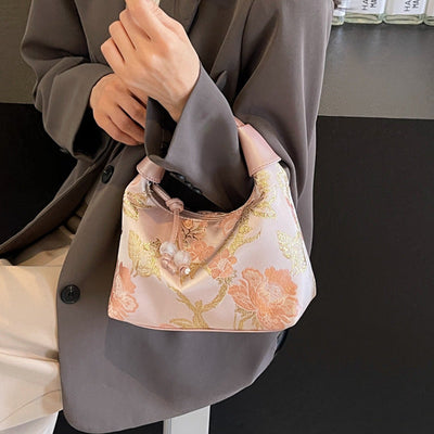 Oriental Blossom Silk Shoulder Bag