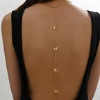 Butterfly Back Drop Necklace — back view on model