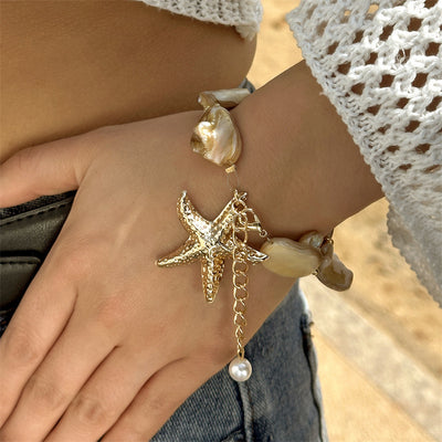 Coastal Pearl & Starfish Bracelet
