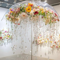 Luxury Floral Umbrella Decoration – Hanging Flower & Crystal