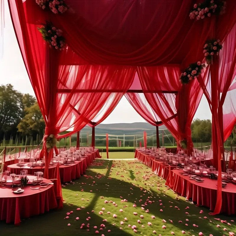 Event Draping Fabric in Burgundy — styled canopy