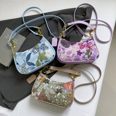 Floral Sequin Shoulder Bag