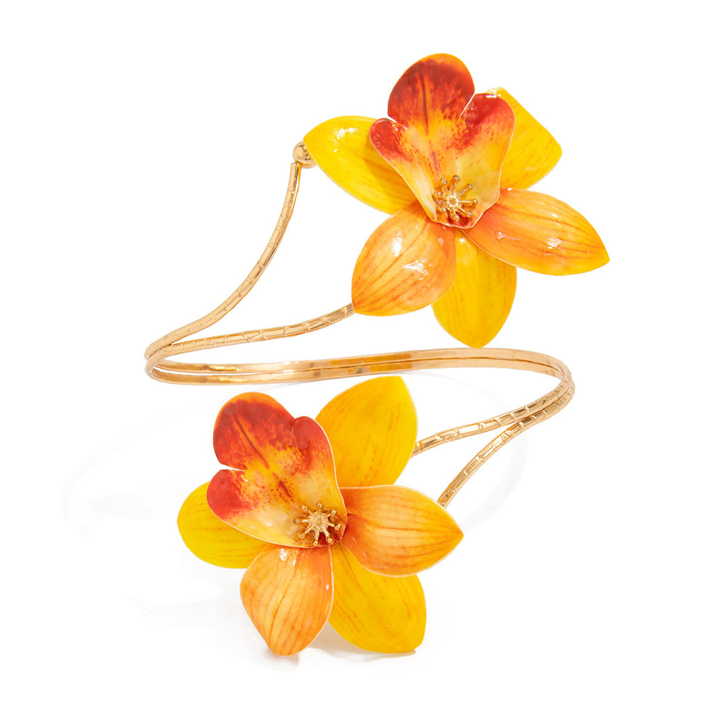 Golden Orchid Arm Cuff in Orange — detail