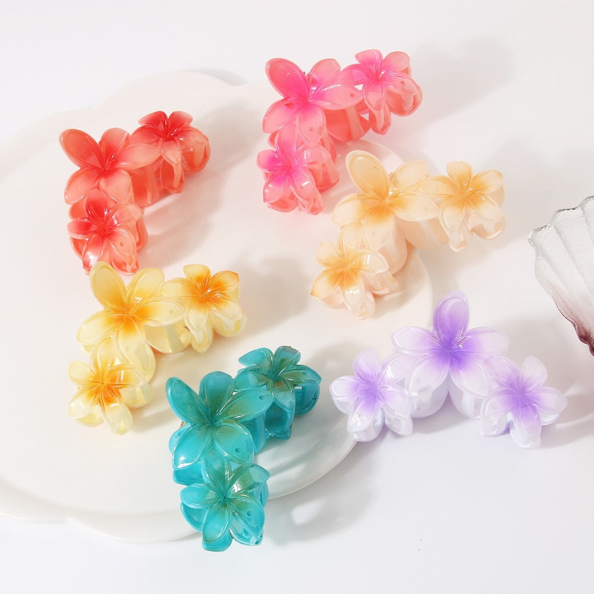 Flower Hair Claw Clip in six colours — group view