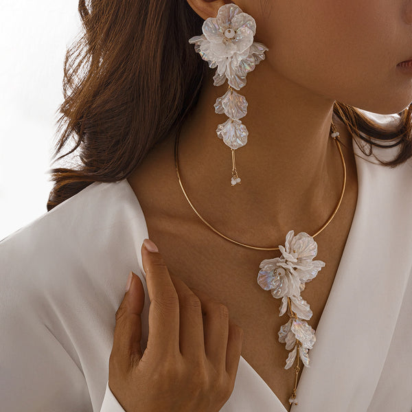 Iridescent Floral Statement Jewelry Set