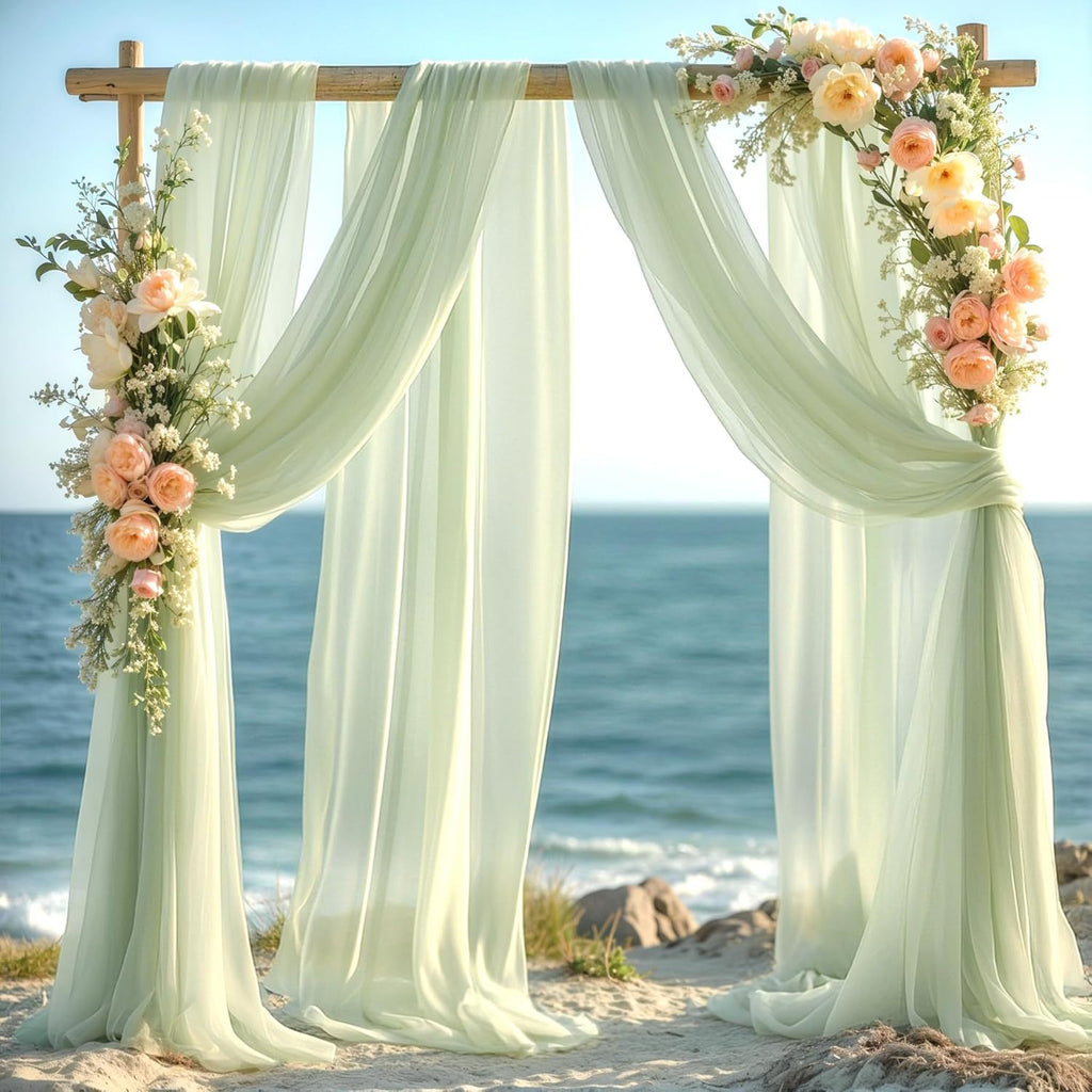 Event Draping Fabric in Light Green — styled arch
