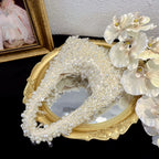 Vivienne vintage-style faux-pearl handbag in ivory — detail