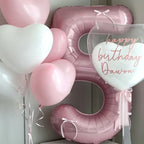 81cm Number Balloon Set in Pink-Black — styled with heart balloon