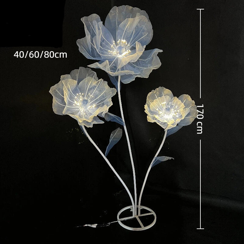 LED Silk Flower Floor Lamp — three-quarter view