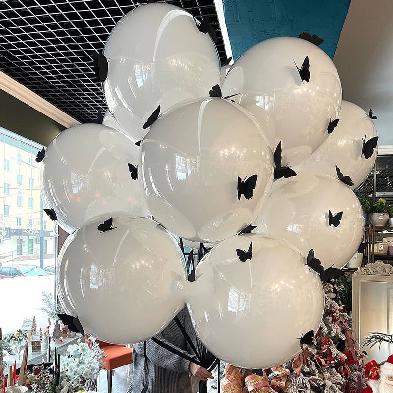 Bow & Butterfly Balloon Set in White Black — styled bunch