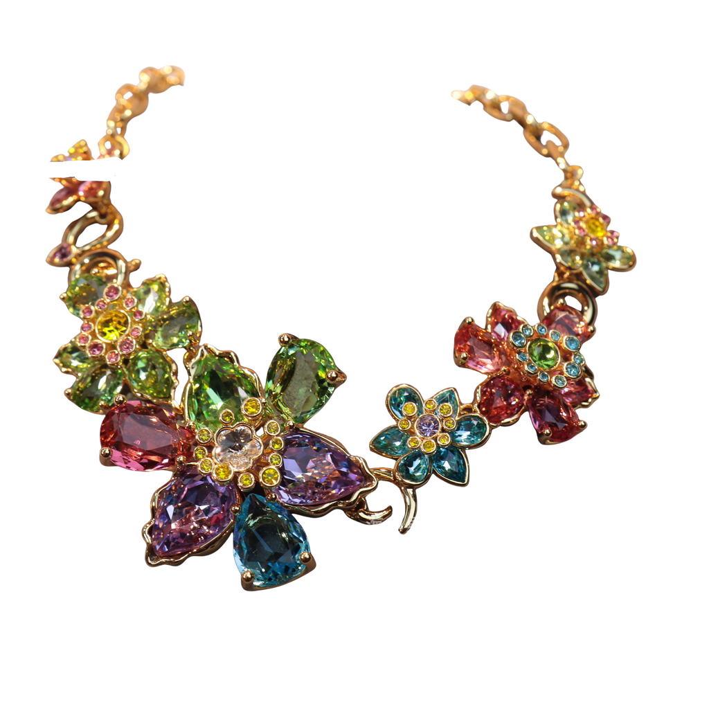 Flora Luxe Crystal Statement Necklace — detail view