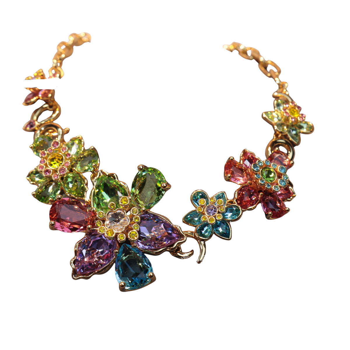 Flora Luxe Crystal Statement Necklace — detail view