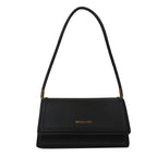 Harriet minimalist structured shoulder bag in black — side view