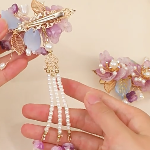 Floral Pearl Hair Clip Pin — comb detail