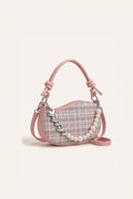 Amelie faux-pearl heart shoulder bag in pink — front view