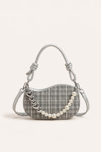 Amelie faux-pearl heart shoulder bag in silver — front view