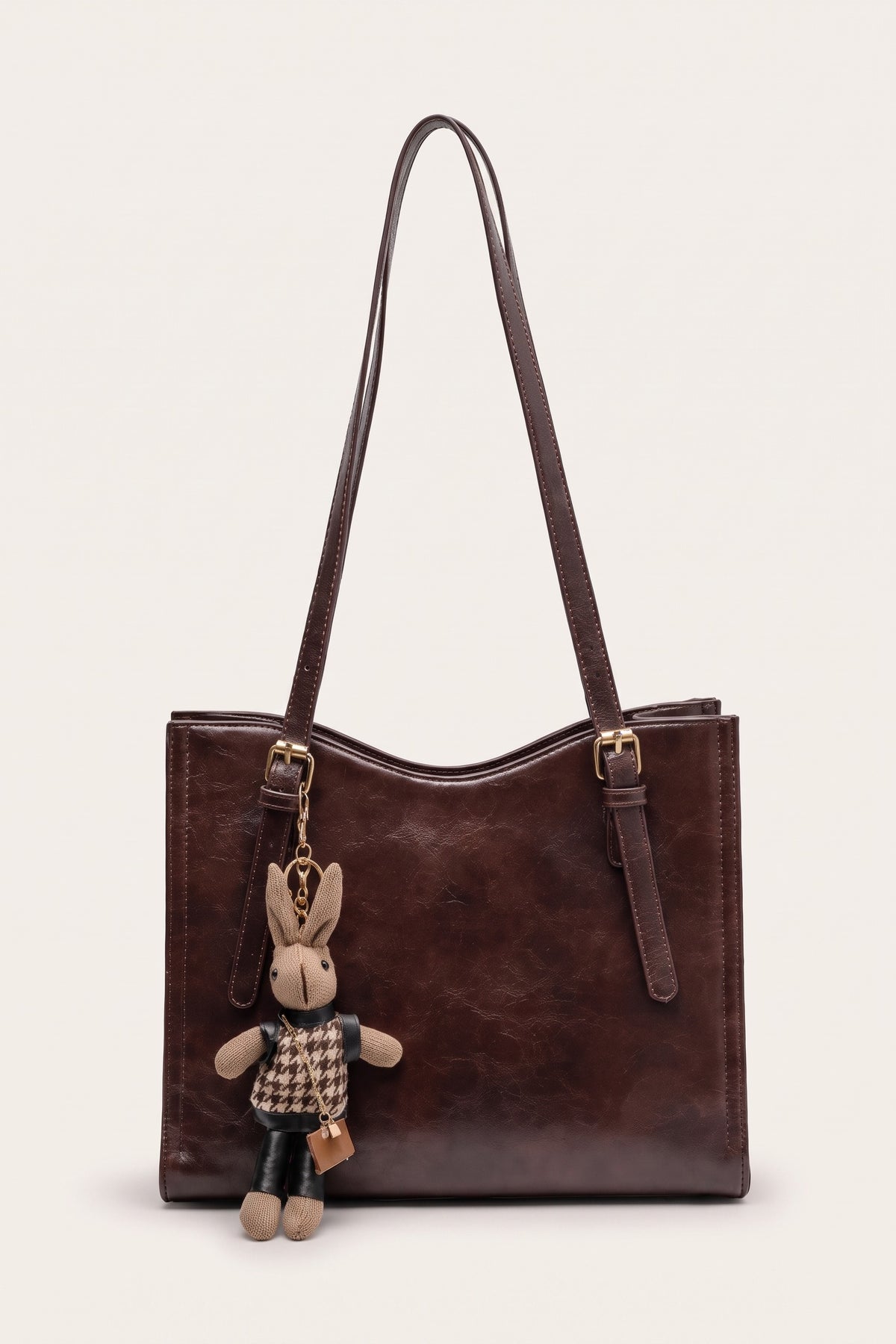 Avignon vintage tote bag in brown — front view
