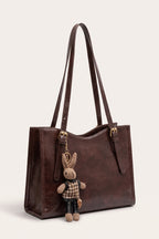 Avignon vintage tote bag in brown — three-quarter view