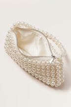 Beatrix faux-pearl shoulder bag in ivory — open view