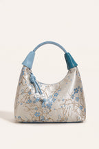 Camille blossom silk-look shoulder bag in Blue — front view