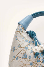 Camille blossom silk-look shoulder bag in Blue — detail