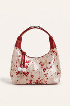 Camille blossom silk-look shoulder bag in Red — front view